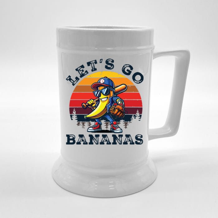 Lets Go Bananas Banana Playing Baseball Baseball Player Gift Beer Stein