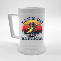 Lets Go Bananas Banana Playing Baseball Baseball Player Gift Beer Stein