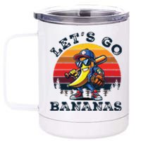 Lets Go Bananas Banana Playing Baseball Baseball Player Gift 12 oz Stainless Steel Tumbler Cup