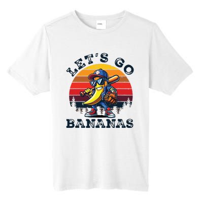 Lets Go Bananas Banana Playing Baseball Baseball Player Gift Tall Fusion ChromaSoft Performance T-Shirt