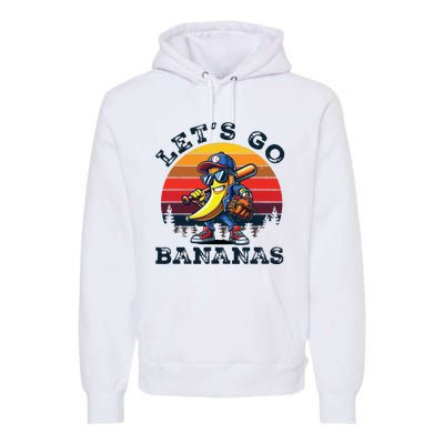 Lets Go Bananas Banana Playing Baseball Baseball Player Gift Premium Hoodie