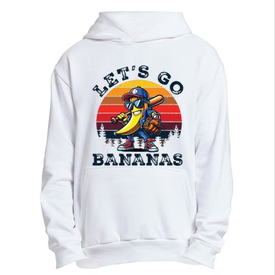 Lets Go Bananas Banana Playing Baseball Baseball Player Gift Urban Pullover Hoodie