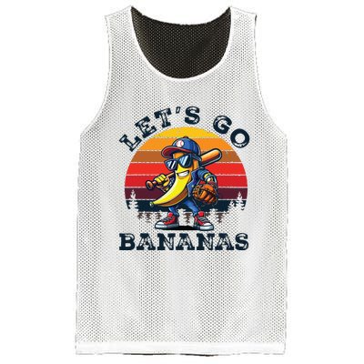 Lets Go Bananas Banana Playing Baseball Baseball Player Gift Mesh Reversible Basketball Jersey Tank