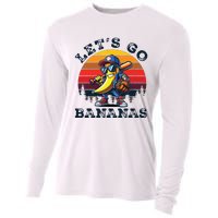 Lets Go Bananas Banana Playing Baseball Baseball Player Gift Cooling Performance Long Sleeve Crew