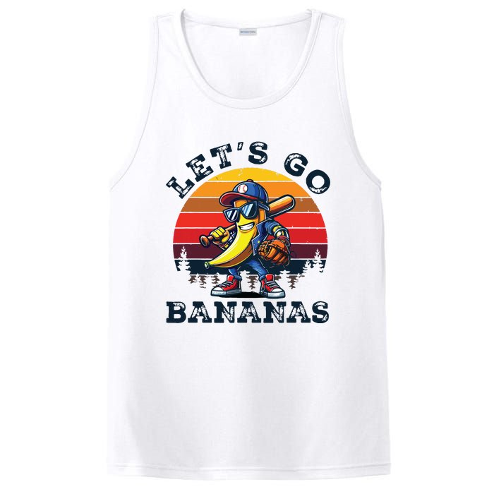 Lets Go Bananas Banana Playing Baseball Baseball Player Gift PosiCharge Competitor Tank