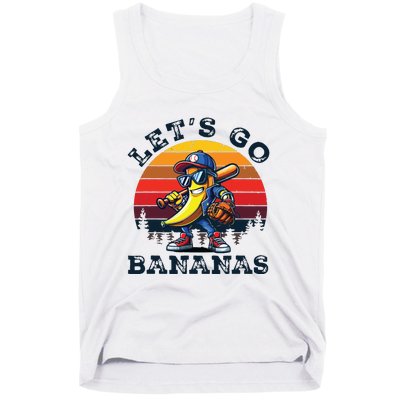 Lets Go Bananas Banana Playing Baseball Baseball Player Gift Tank Top