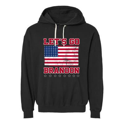 Let's Go Brandon Vintage American Flag Garment-Dyed Fleece Hoodie