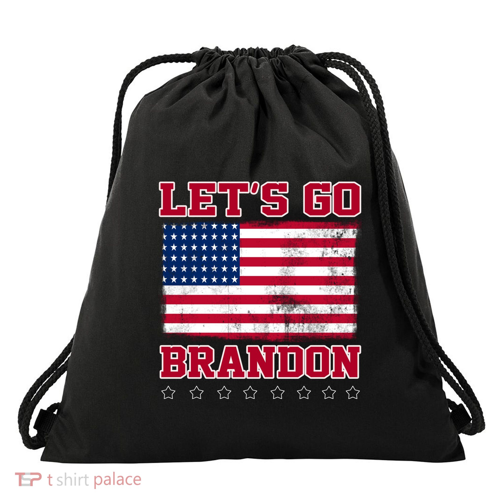 Let's Go Brandon Vintage American Flag Drawstring Bag