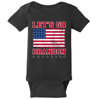 Let's Go Brandon Vintage American Flag Baby Bodysuit