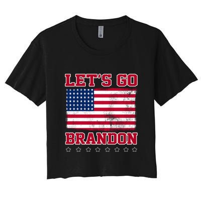 Let's Go Brandon Vintage American Flag Crop Top