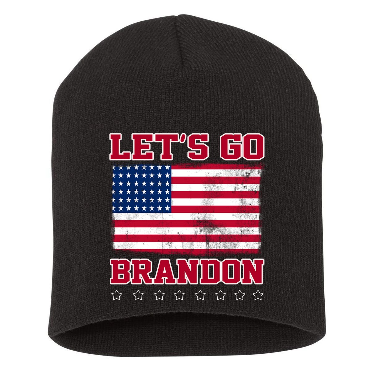 Let's Go Brandon Vintage American Flag Short Acrylic Beanie