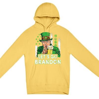 Lets Go Brandon St Patrick's Day Trump Beer And America Flag Premium Pullover Hoodie