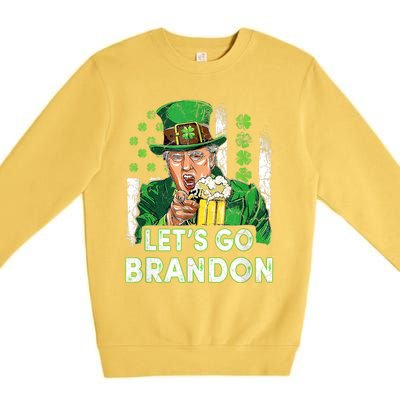 Lets Go Brandon St Patrick's Day Trump Beer And America Flag Premium Crewneck Sweatshirt