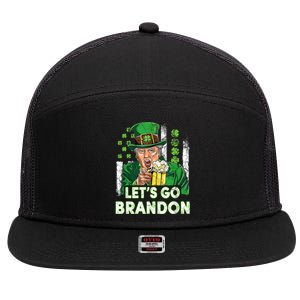 Lets Go Brandon St Patrick's Day Trump Beer And America Flag 7 Panel Mesh Trucker Snapback Hat