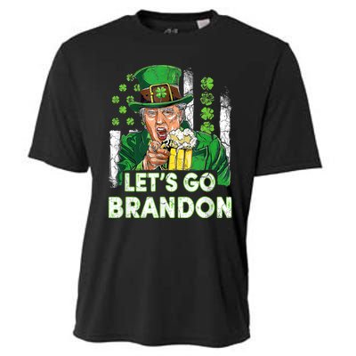 Lets Go Brandon St Patrick's Day Trump Beer And America Flag Cooling Performance Crew T-Shirt