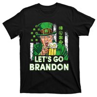 Lets Go Brandon St Patrick's Day Trump Beer And America Flag T-Shirt