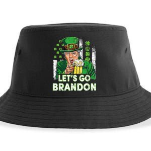 Lets Go Brandon St Patrick's Day Trump Beer And America Flag Sustainable Bucket Hat