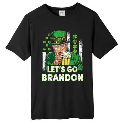 Lets Go Brandon St Patrick's Day Trump Beer And America Flag Tall Fusion ChromaSoft Performance T-Shirt