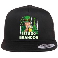 Lets Go Brandon St Patrick's Day Trump Beer And America Flag Flat Bill Trucker Hat