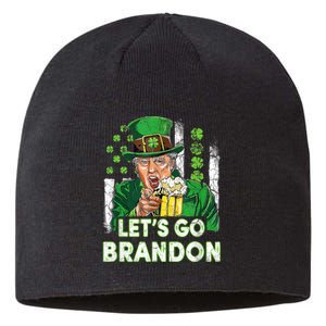 Lets Go Brandon St Patrick's Day Trump Beer And America Flag Sustainable Beanie