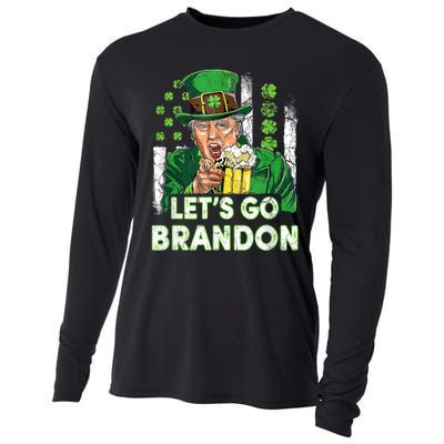 Lets Go Brandon St Patrick's Day Trump Beer And America Flag Cooling Performance Long Sleeve Crew