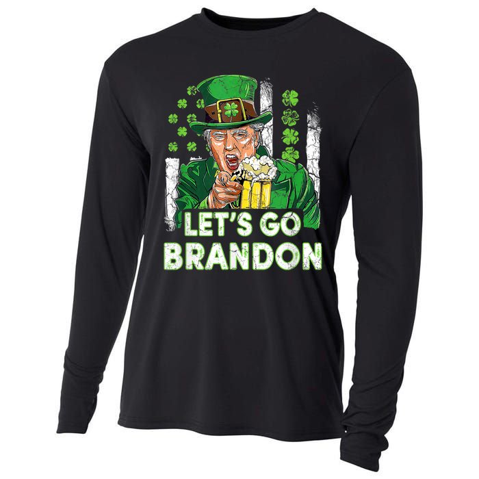 Lets Go Brandon St Patrick's Day Trump Beer And America Flag Cooling Performance Long Sleeve Crew