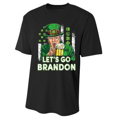 Lets Go Brandon St Patrick's Day Trump Beer And America Flag Performance Sprint T-Shirt