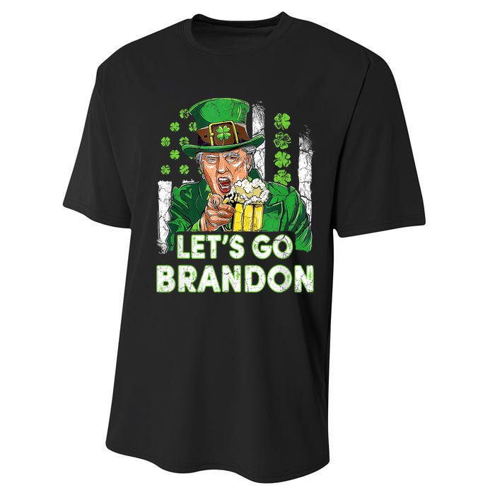 Lets Go Brandon St Patrick's Day Trump Beer And America Flag Performance Sprint T-Shirt