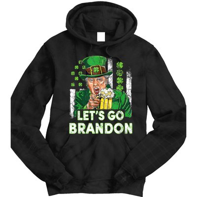 Lets Go Brandon St Patrick's Day Trump Beer And America Flag Tie Dye Hoodie