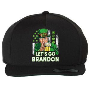 Lets Go Brandon St Patrick's Day Trump Beer And America Flag Wool Snapback Cap