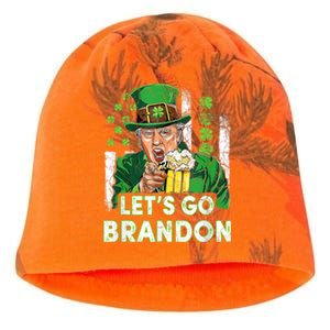 Lets Go Brandon St Patrick's Day Trump Beer And America Flag Kati - Camo Knit Beanie