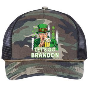 Lets Go Brandon St Patrick's Day Trump Beer And America Flag Retro Rope Trucker Hat Cap