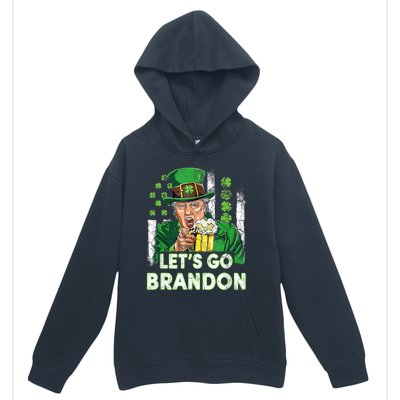 Lets Go Brandon St Patrick's Day Trump Beer And America Flag Urban Pullover Hoodie