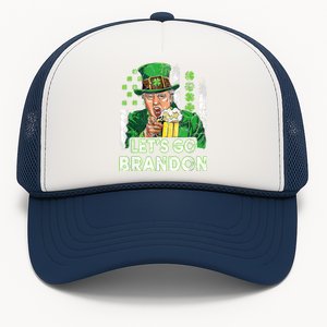 Lets Go Brandon St Patrick's Day Trump Beer And America Flag Trucker Hat