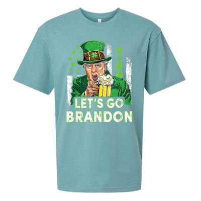 Lets Go Brandon St Patrick's Day Trump Beer And America Flag Sueded Cloud Jersey T-Shirt