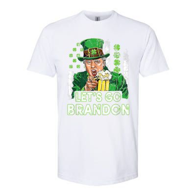 Lets Go Brandon St Patrick's Day Trump Beer And America Flag Softstyle® CVC T-Shirt