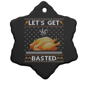 Lets Get Basted Turkey Fall Vibes Ugly Thanksgiving Sweater Gift Ceramic Star Ornament