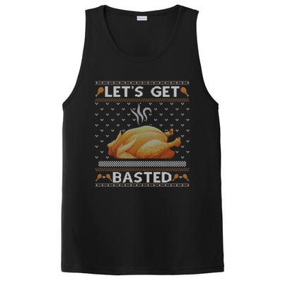 Lets Get Basted Turkey Fall Vibes Ugly Thanksgiving Sweater Gift PosiCharge Competitor Tank