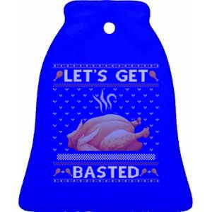 Lets Get Basted Turkey Fall Vibes Ugly Thanksgiving Sweater Gift Ceramic Bell Ornament