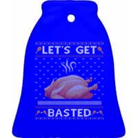 Lets Get Basted Turkey Fall Vibes Ugly Thanksgiving Sweater Gift Ceramic Bell Ornament