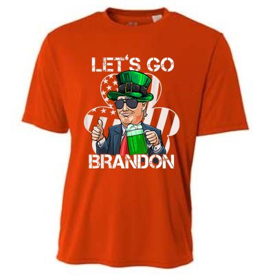 Lets Go Brandon St Patricks Day Trump American Flag Shamrock Cooling Performance Crew T-Shirt