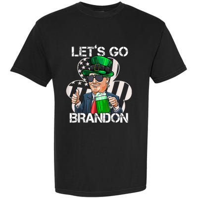 Lets Go Brandon St Patricks Day Trump American Flag Shamrock Garment-Dyed Heavyweight T-Shirt