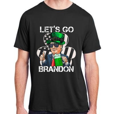 Lets Go Brandon St Patricks Day Trump American Flag Shamrock Adult ChromaSoft Performance T-Shirt