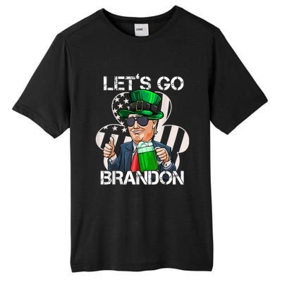 Lets Go Brandon St Patricks Day Trump American Flag Shamrock Tall Fusion ChromaSoft Performance T-Shirt