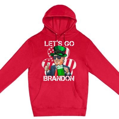 Lets Go Brandon St Patricks Day Trump American Flag Shamrock Premium Pullover Hoodie