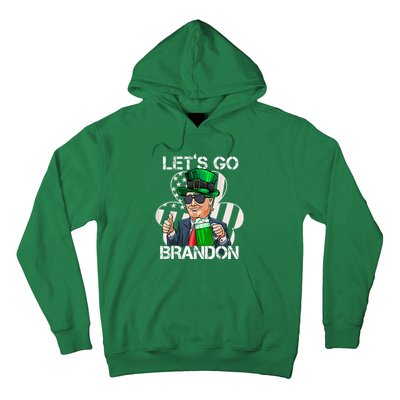 Lets Go Brandon St Patricks Day Trump American Flag Shamrock Hoodie