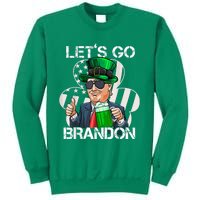 Lets Go Brandon St Patricks Day Trump American Flag Shamrock Sweatshirt