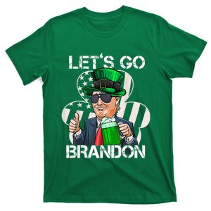 Lets Go Brandon St Patricks Day Trump American Flag Shamrock T-Shirt