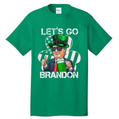 Lets Go Brandon St Patricks Day Trump American Flag Shamrock Tall T-Shirt