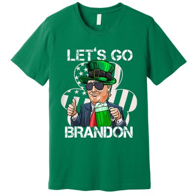 Lets Go Brandon St Patricks Day Trump American Flag Shamrock Premium T-Shirt